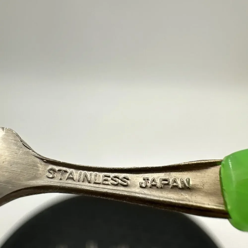Vintage Stainless Steel 12 Cocktail Forks, Colorful Gold Floral Design 60's-70's
